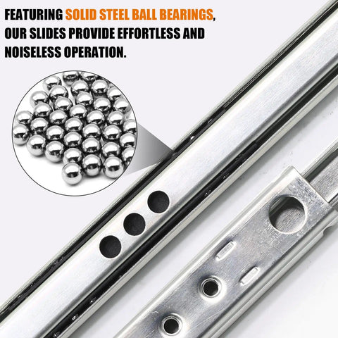 Heavy Duty 12 Inch Metal Drawer Slides With Ball Bearing Smooth Rolling Rails detail with solid steel ball bearings