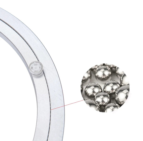 The Real Deal Built Tough Aluminum Lazy Susan Turntable Base featuring smooth ball bearing and rubber pad detail.