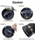 Two Replacement Gaskets And Stoppers For Contigo SnapSeal Byron Travel Mugs 16oz And 20oz Silicone Seals BPA Free Food Safe Easy Fit Replacement Lid Parts For Coffee Travel Tumbler gasket installation steps on black mug lid