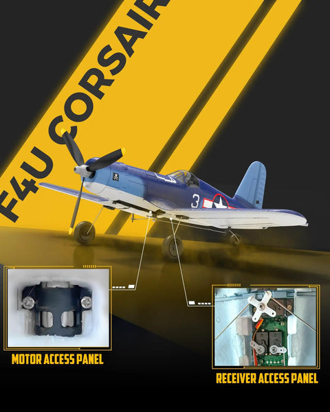 Beginner Friendly WWII F4U Corsair RC Plane With Aileron 4CH 2.4Ghz Remote Xpilot Gyro Stabilizer Self Righting features