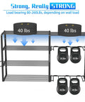 5 Tier Tool Shelf Organizer for Garage Wall Mount Carbon Steel Heavy Duty Storage Holds 80-260 Lbs Total Power Tool Rack