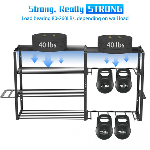 5 Tier Tool Shelf Organizer for Garage Wall Mount Carbon Steel Heavy Duty Storage Holds 80-260 Lbs Total Power Tool Rack