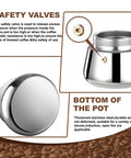 2 Cup Stovetop Espresso Maker Stainless Steel Moka Pot For Home Or Camp Easy Brew Induction Ready safety valve feature