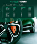 Vehicle fitment chart displaying Toyota models compatible with Heavy Duty Front Pair Cv Axle Shaft Assemblies Built To Handle The Road For Toyota Camry And Solara 1992 To 2001.