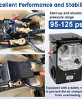 Air Compressor Pressure Switch 95-125 PSI 20A Replacement With 4 Port 1/4 NPT Unloader Valve Easy Install Plug and Play Durable 6.3mm