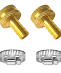 Heavy Duty Garden Hose Repair Connector Kit 1/2 Inch Barb And 3/4 Inched GHT Brass No Leak Fittings For Quick Pipe Fix Super Strong 200 PSI brass connectors and hose clamps