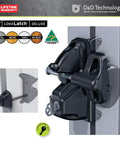 Heavy Duty Adjustable Gate Latch With Six Pin Key Lock, Rekeyable Fence Hardware Fits Square Posts Up To Six Inches, No Sweat Installation Black Security Lock for Barns and Driveways.