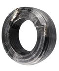 Built Tough Rubber Air Hose With All Season Flex And Straight Shooting Pneumatic Air Compressor Tubing coiled, black, 3/8 inch size.