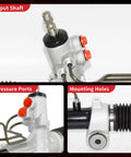 Close-up of Hydraulic Power Steering Rack And Pinion Assembly Fits Toyota Camry 2007 2011 Avalon 2005 2012 And Lexus ES350 2007 2012 Direct Fit New Unit Leak Resistant Left Hand Drive Only Plug And Play Ready To Install showing input shaft, pressure ports, and mounting holes.
