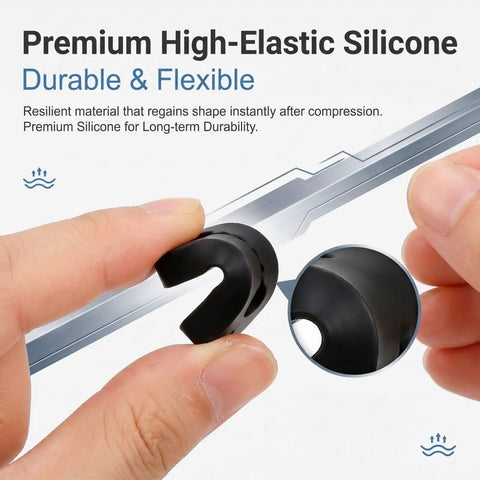 Premium High-Elastics Silicone flexible door dampers being held in hand for Hyundai Tucson 2022-2025 soft close.
