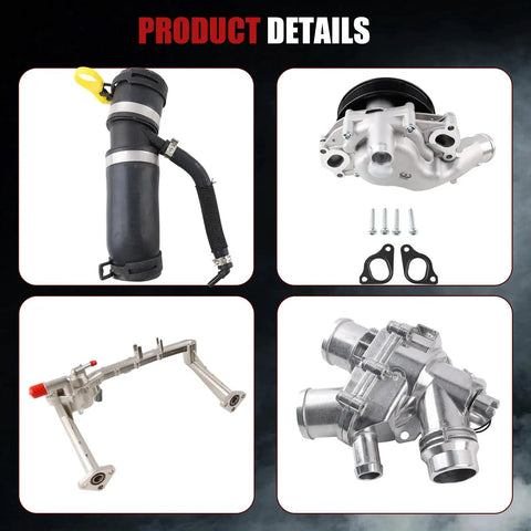 Heavy Duty Aluminum Coolant Water Pipe System Kit For Jaguar F Type F Pace Xf Xe Xj Land Rover Discovery Range Rover showing product components.