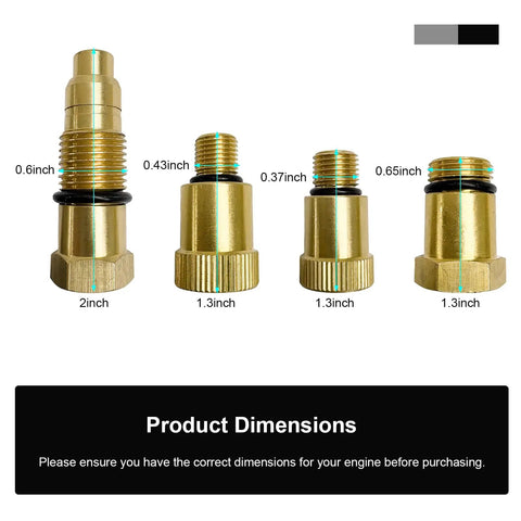 4 Pack Spark Plug Adapters For Compression Test Includes M10x1.0 M12x1.25 M16x1.5 M18x1.5 Thread Sizes With O Ring Seals