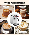 Straight Up Commercial Milk Frother And Automatic Steam Boiler With Led Digital Display 2.1 Gallon Dual Tank Espresso Maker with coffee beverages.