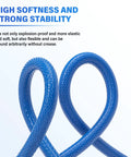 Blue 10mm OD Reinforced Polyurethane Air Tube Hose looped, demonstrating flexibility for air lines and fluid transfer, 290 PSI, oil resistant.