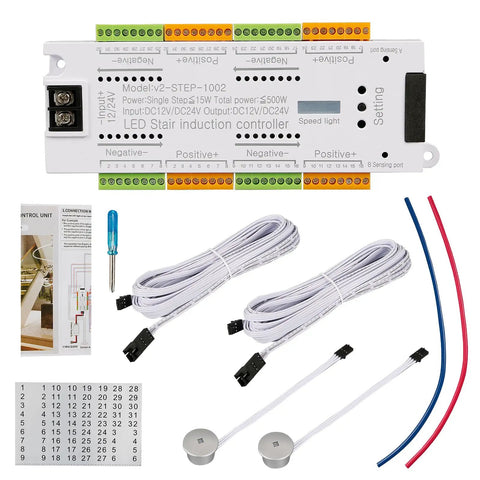 Motion Sensor LED Stair Light Controller For Stairway Lighting 32 Channel Automatic Staircase Step Light System with accessories