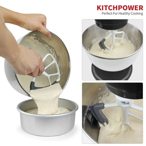 Flex Edge Beater Replacement for KitchenAid Tilt-Head Stand Mixers, 4.5-5 Quart blending batter in stainless steel bowl