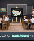 Scratch Off USA Map Wall Decor Kit With Accessories Large 23x16 in classroom setting with teacher and students.