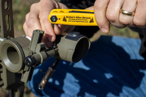 Using Nine Hex Keys Allen Wrench Set With Secure Bolt And Nut Assembly for bow maintenance adjustment