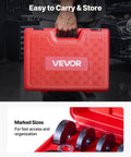 All-In-One Ball Joint Press And Bearing Driver Kit in red carrying case with marked sizes for fast access and organization.