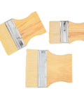 3 Piece Flat Paddle Paint Brush Set With Yang Wood Handles, Natural Wool Bristle For Oil, Acrylic And Wall Painting
