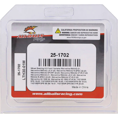 Rear Wheel Bearing Kit For Kawasaki Teryx 4 4X4 UTV 2012 2022 Replacement 25-1702 packaging front view