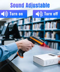 Pro USB 1D 2D QR Barcode Scanner With IP65 Dustproof Shockproof Waterproof Built Tough, Model D5100Y being used in a library