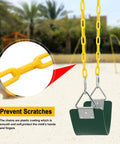 Close-up of Swing Seat With 66 Inch Anti Rust Chains Thermoplastic Coated Supports 250 Lb Heavy Duty Cushion Accessories
