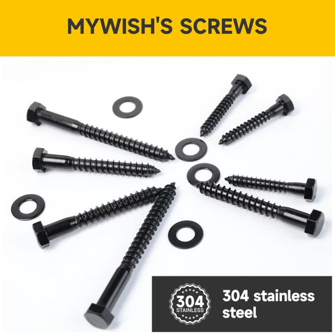 109 Piece 1/4 Inch Lag Screws And Washers Kit Pro Grade Heavy Duty Wood Bolts Set In 304 Stainless Steel With Black Oxide Finish
