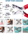 All In One 9mm Snap Fasteners Kit With Pliers And Five Claw Tool 100 Sets Of Metal Snaps In 10 Colors DIY Fabric Craft Essential