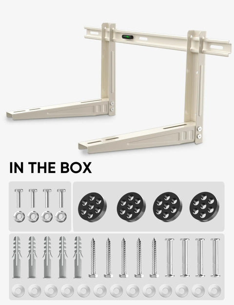Beefed Up Heavy Duty Wall Mount Bracket For 7000 To 12000 BTU Mini Split AC Units Up To 400 Lbs with installation hardware shown