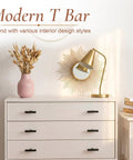 Dresser with 100 Pack Bulk Matte Black Stainless Steel Cabinet Knobs with Single Hole T Bar Handles for modern interior