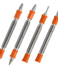 4 Piece Dual Head Nail Setter And Center Punch Kit With Hammerless Cold Chisel And Hinge Pin Removal tools on white background