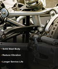 ASAPE front suspension kit installed on a vehicle; shows lower control arm, ball joints, inner and outer tie rods.