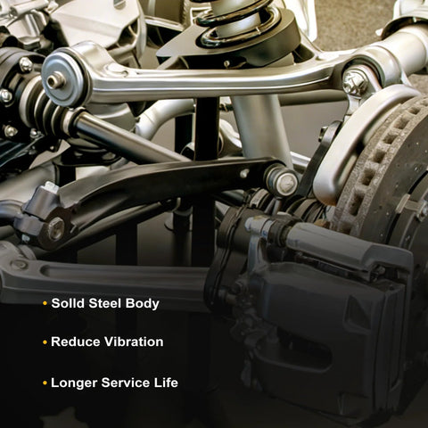 ASAPE front suspension kit installed on a vehicle; shows lower control arm, ball joints, inner and outer tie rods.
