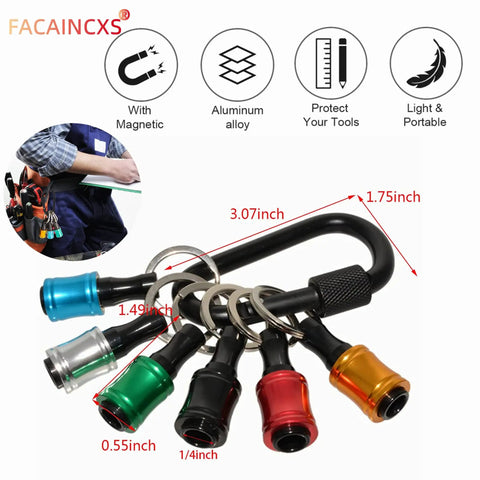 Six Color Drill Extension Bit Holder That Keeps All Your Bits In One Handy Clip With A One Quarter Inch Hex Shank Aluminum Alloy