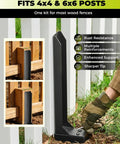 Heavy Duty Fence Post Repair Kit With Steel Post Anchor For Leaning Or Broken Posts No Dig No Hammer Install DIY Friendly Screw Fix Bracket with tool
