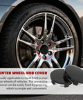 Top Notch 4 Pack Car Wheel Center Hub Covers, Tough ABS Snap In Hubcaps For Trucks Suv Pickup Rv, Universal Tight Fit For A Fresh Slick Ride Revamp Black on a shiny wheel.