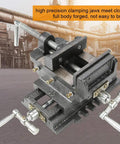 Heavy Duty 4 Inch Cross Slide Drill Press Vise With Double Direction Clamping For Milling Machine featuring high precision clamping jaws.