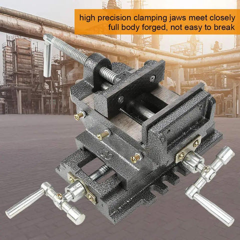 4 Inch Cross Slide Vise For Milling Machine Steel Clamping Tool with high precision jaws, durable forged body design.