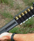 Side Saddle Shotgun Shell Carrier For 12 And 20 Gauge Holds 6 Rounds Tactical Buttstock Ammo Card With MOLLE Attachment And Adhesive Back Sticker Durable 1000D Nylon Shell Holder