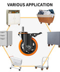4 Inch Heavy Duty Caster Wheels Set Of 4 With Threaded Stem Half Inch Screw Diameter And One Inch Stem Length Each Caster Supports 500 Lbs For A Total Of 2000 Lbs Dual Locking Brakes Industrial Castors For Cart And Furniture used in various applications.