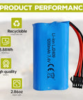 Two Pack 7.4V 1200mAh SM4P Plug Rechargeable Battery With USB Charging Cable For EC08 RC Toy Car Model Off Road Car
