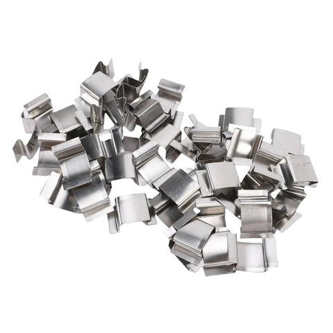 Sturdy Stainless Steel Greenhouse Clips For Climbing Plants, Glazing Sprung G Clamp Holders, Garden Maintenance Tool Set, Weatherproof Plant Securing Clips, 50 Pcs, stacked