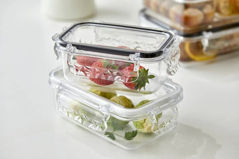 Stacked Airtight Food Storage Container With Lid 13.5oz - Leak-Proof Baby Food Box, BPA-Free, with visible strawberries and grapes inside