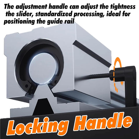 Locking handle adjustment detail of Heavy Duty SBR Linear Slide Rail Set For Precision Machine Tools With 2000 Lbs Load Bearing Steel Block.