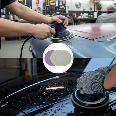 Pro Grade 6 Inch Foam Sanding Discs 15 Pack 3000 Grit Hook And Loop Wet Dry Sandpaper used on car with orbital sander
