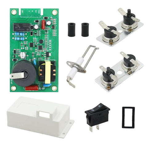Top Travel Trailer Water Heater Repair Kit With Control Board Thermo Assemblies Electrode And Rocker Component For 12V Systems includes control board and rocker components.
