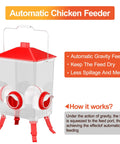 Three Point Six Gallon Chicken Feeder With Anti Roost Cone 3 Adjustable Height Locking Legs Four No Waste Ports in coop