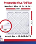 Diagram of Six Pack 19.5 Inch By 19.5 Inch By 1 Inch MERV 11 Pleated Electrostatic Air Filter size comparison