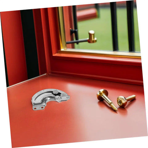 Concealed Hidden Cabinet Hinges 90 Degree Curved For Doors Two Piece Stainless Steel Industrial Grade Hinges on red surface